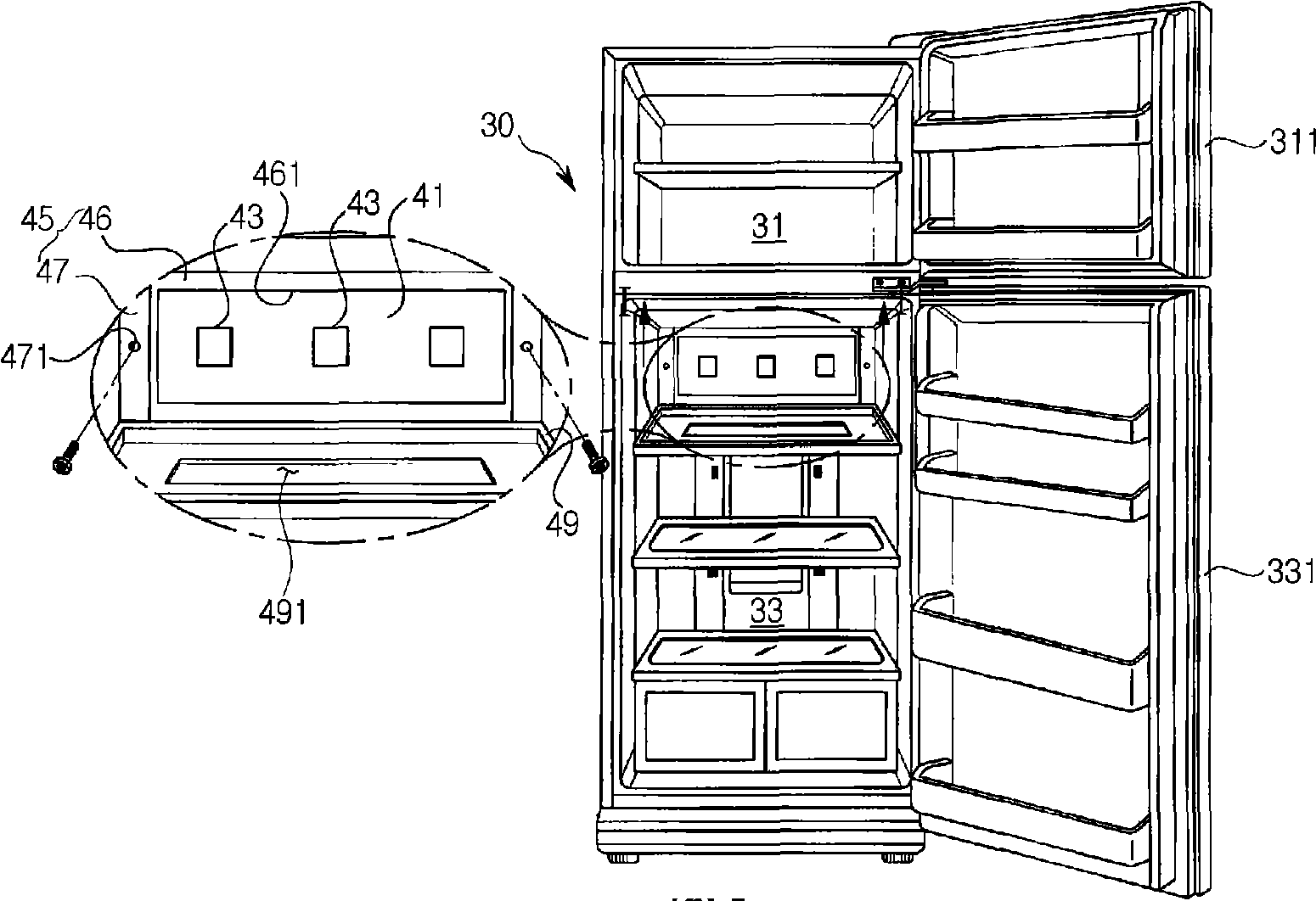 Refrigerator and lighting apparatus thereof