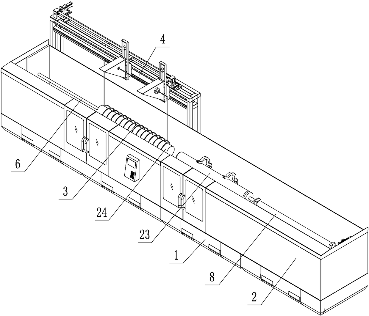 Horizontal-type-structure repairing equipment for stainless-steel-wrapped vertical column remanufacturing