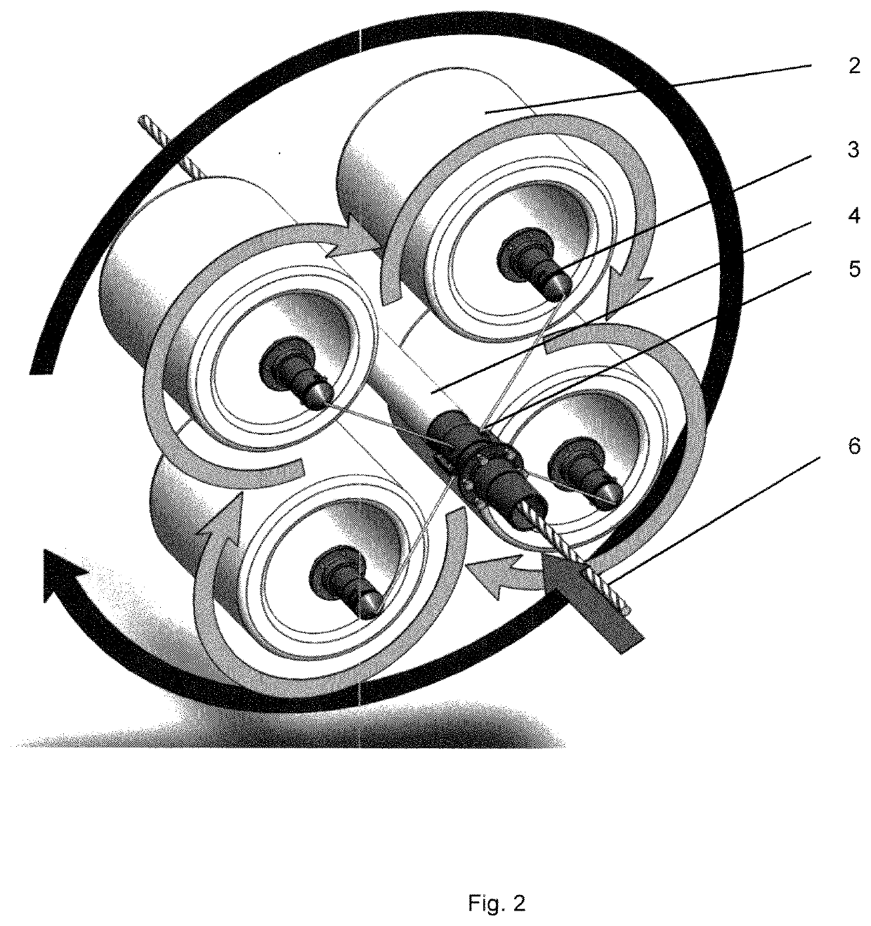 Helically winding apparatus and method in a production line for manufacturing a non-metallic armature