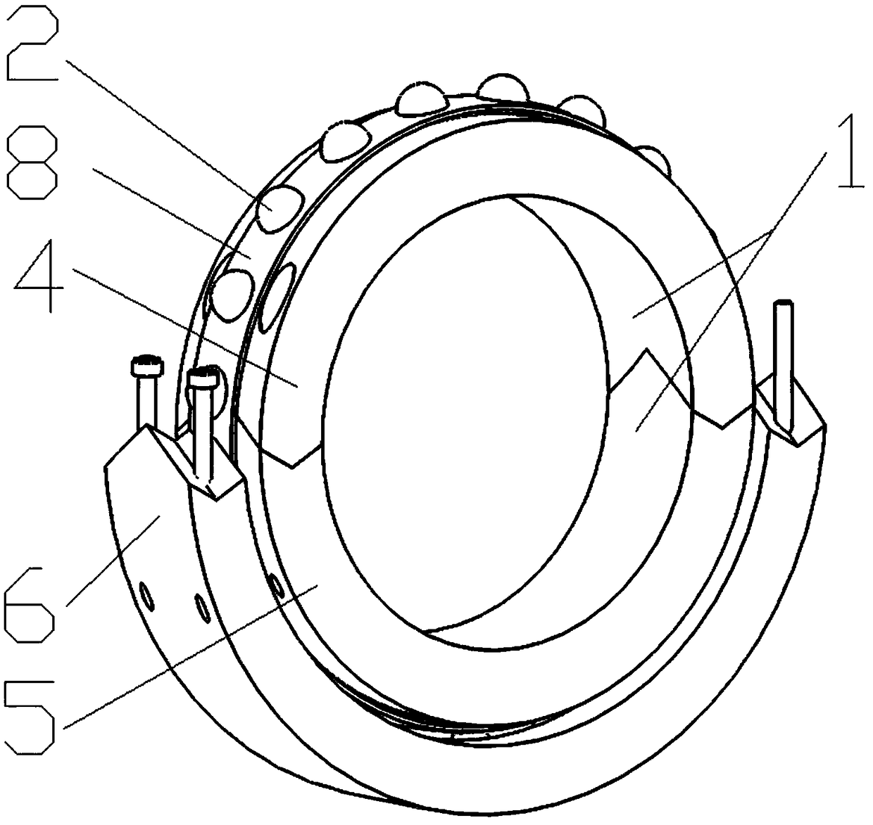 Semi-ring coupled precision rolling bearing