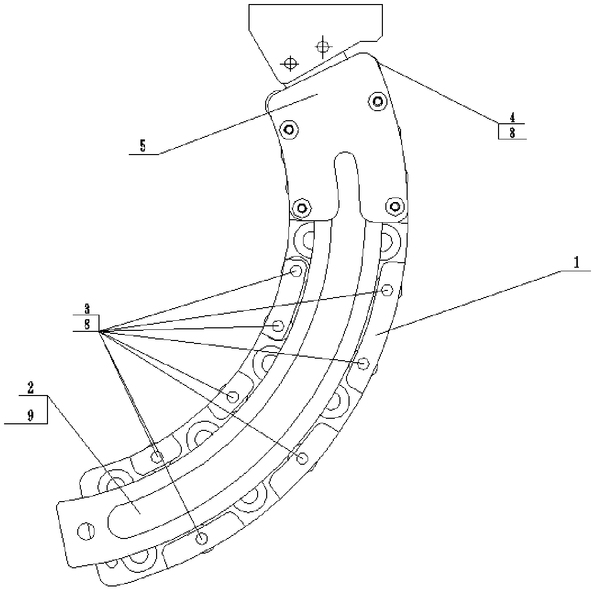 Arc-shaped guide rail based on overturning operation table