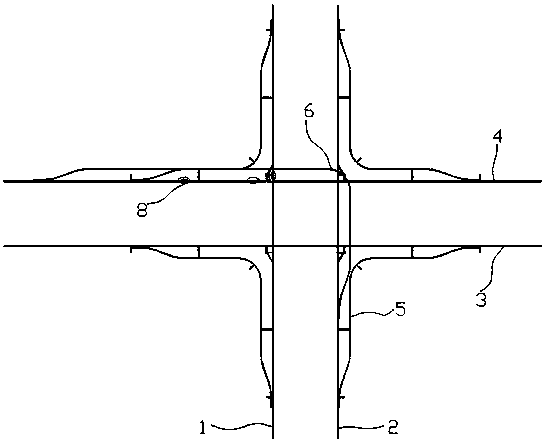 Interchange system for suspended rail traffic intersection