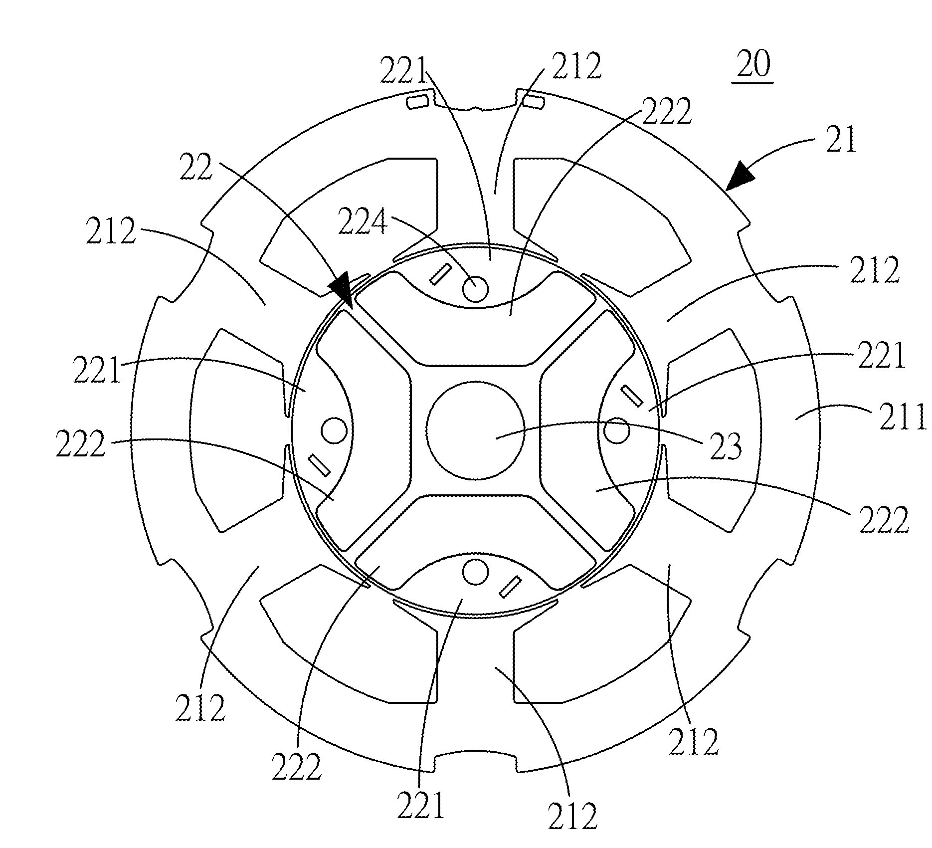 Motor having more magnets on effective area of the rotor thereof