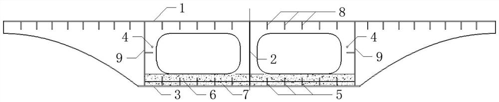 Perforated stiffening rib-reinforced concrete combined steel beam and construction method thereof