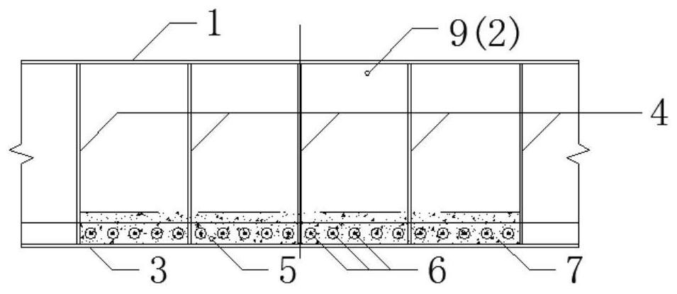 Perforated stiffening rib-reinforced concrete combined steel beam and construction method thereof