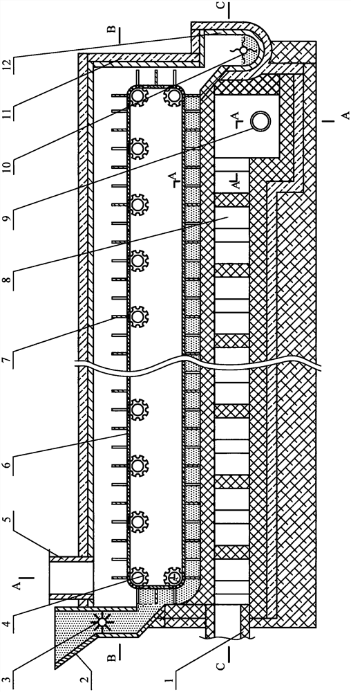 Continuous phosphoric acid method external heating type flat activation furnace