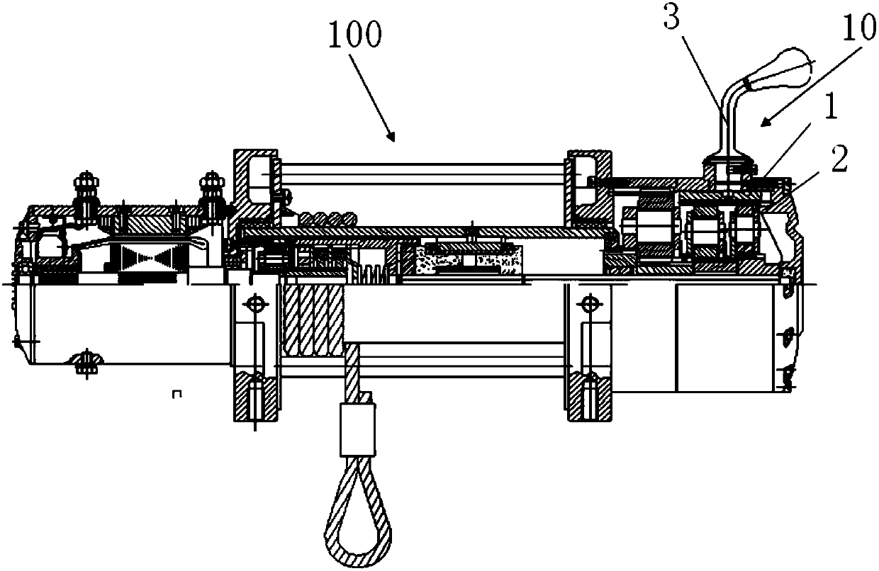 Power clutch device for automobile winch and automobile winch