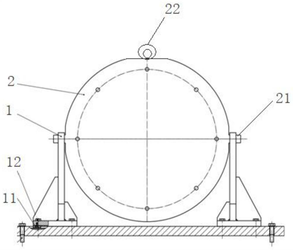 Vertical motor single-lifting-point turning-over auxiliary device and turning-over process