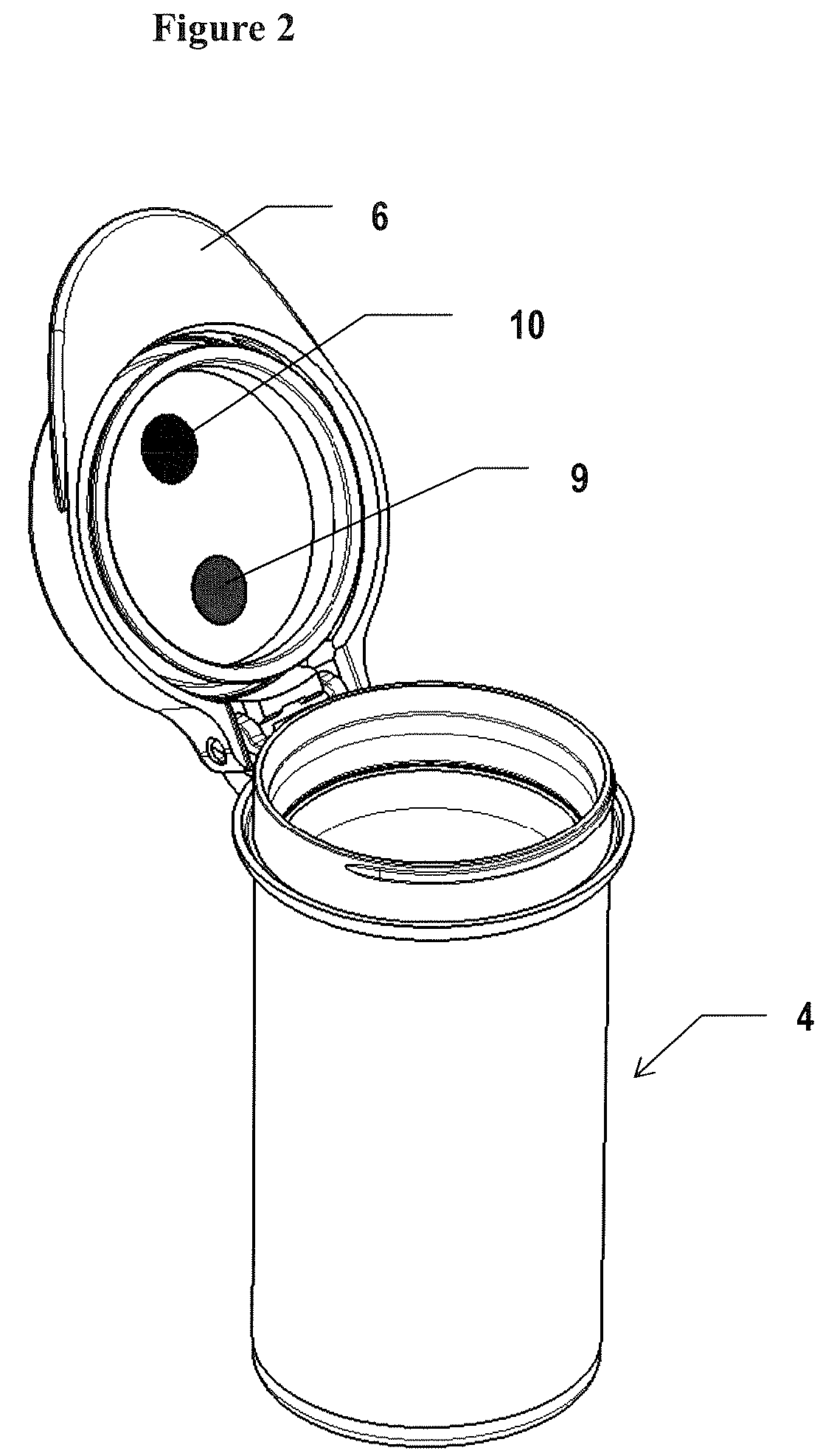 Dehydrating container comprising a humidity state indicator