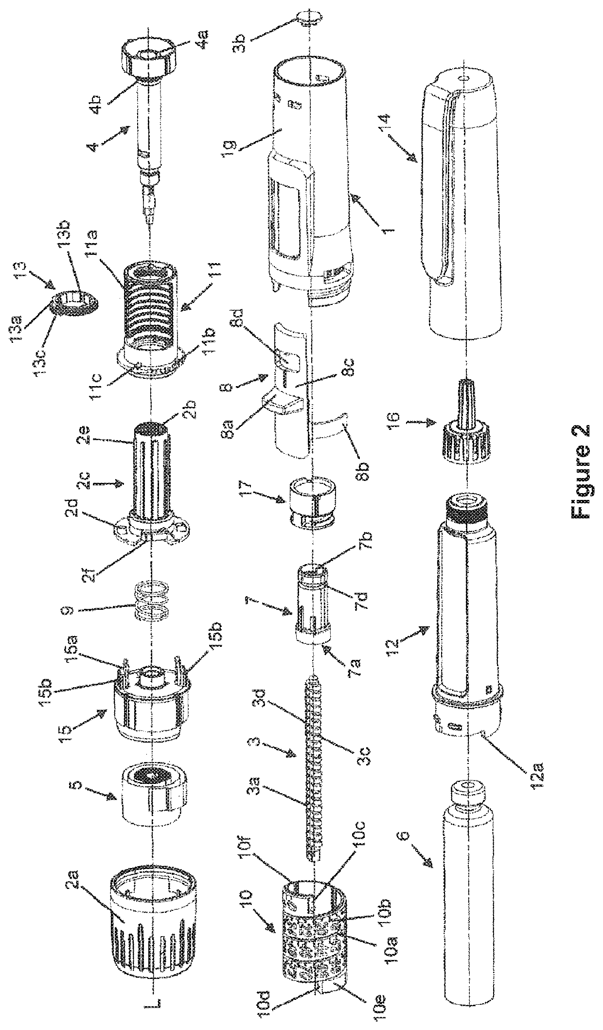 Injection apparatus comprising a laterally attached actuation member for triggering the product release