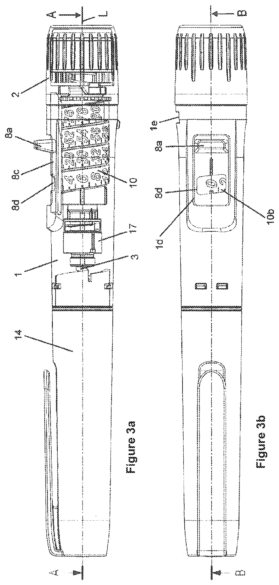 Injection apparatus comprising a laterally attached actuation member for triggering the product release