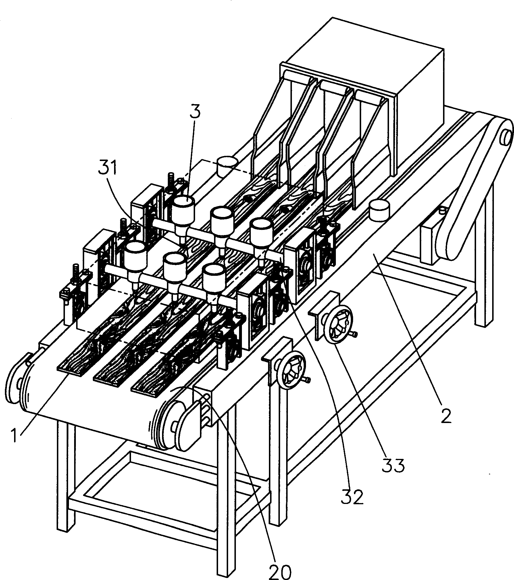 Method and equipment for forming wood pattern by sand blasting