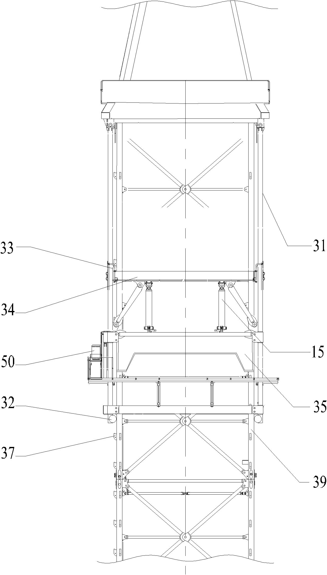 Jacking structure of tower crane and hydraulic system and jacking method thereof