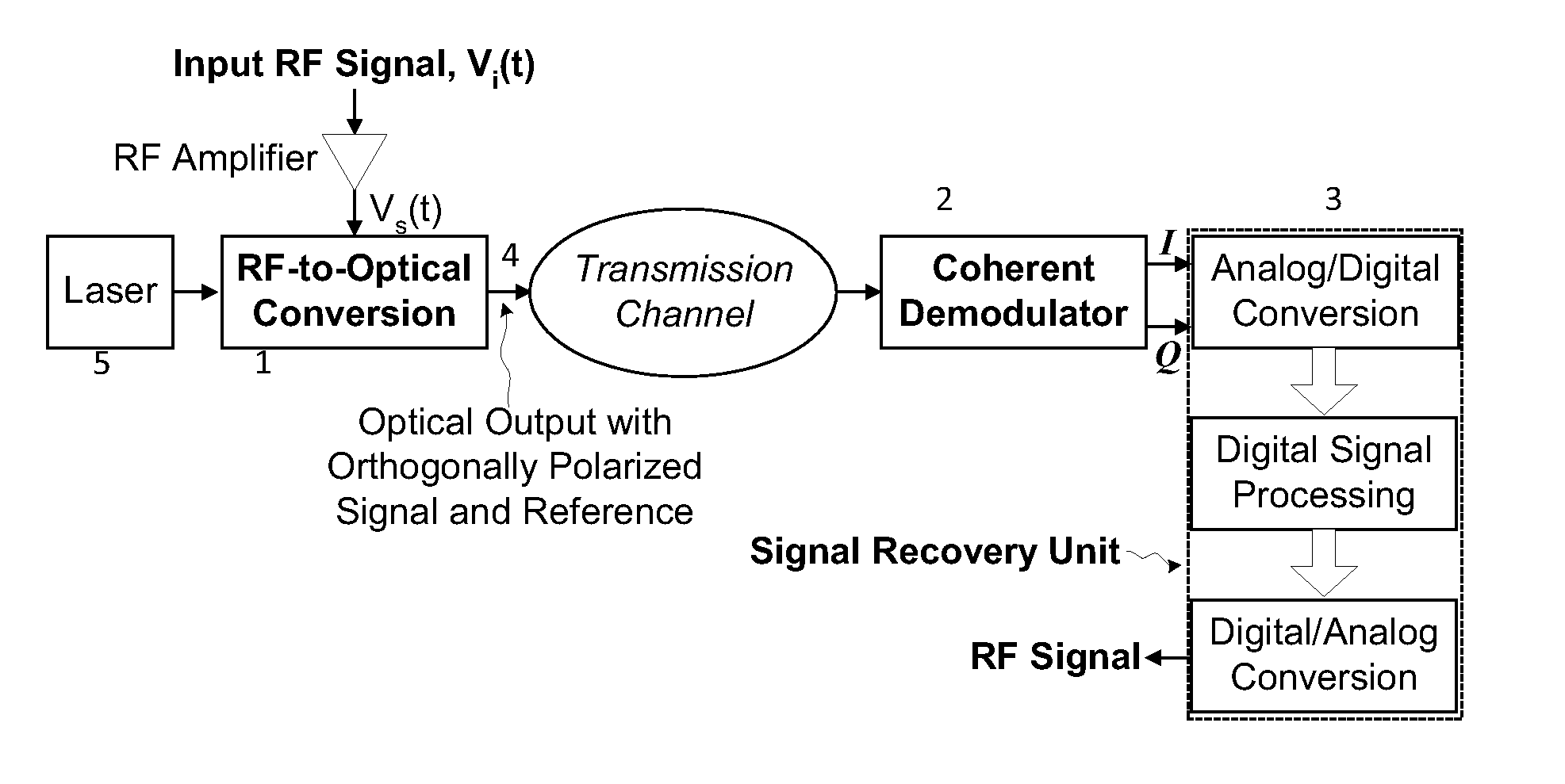 Method and apparatus for coherent analog RF photonic transmission