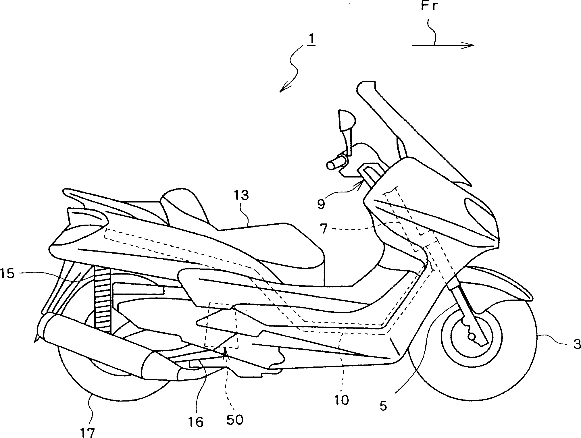 Saddle-ride type vehicle with rotary electric machine