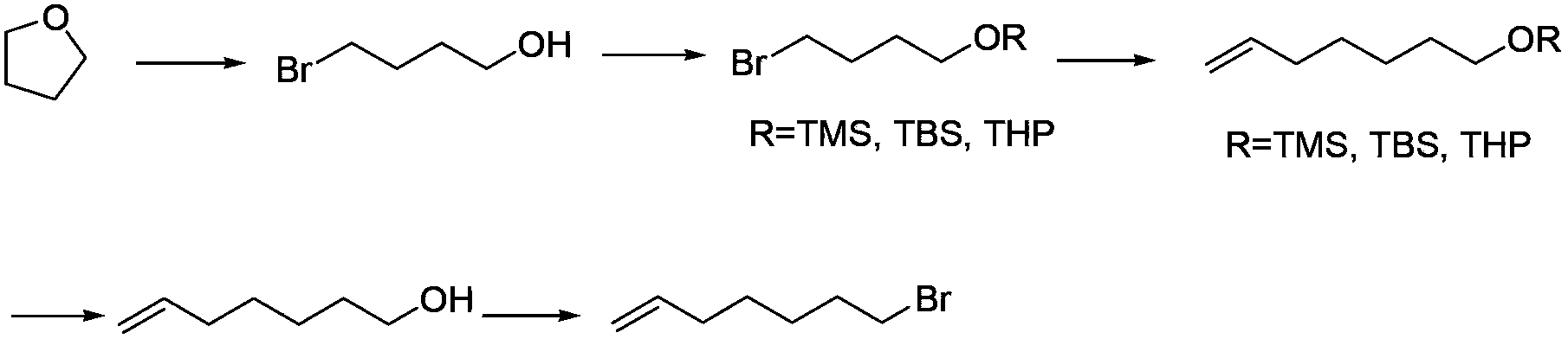 Method for preparing 7-bromine-1-heptylene