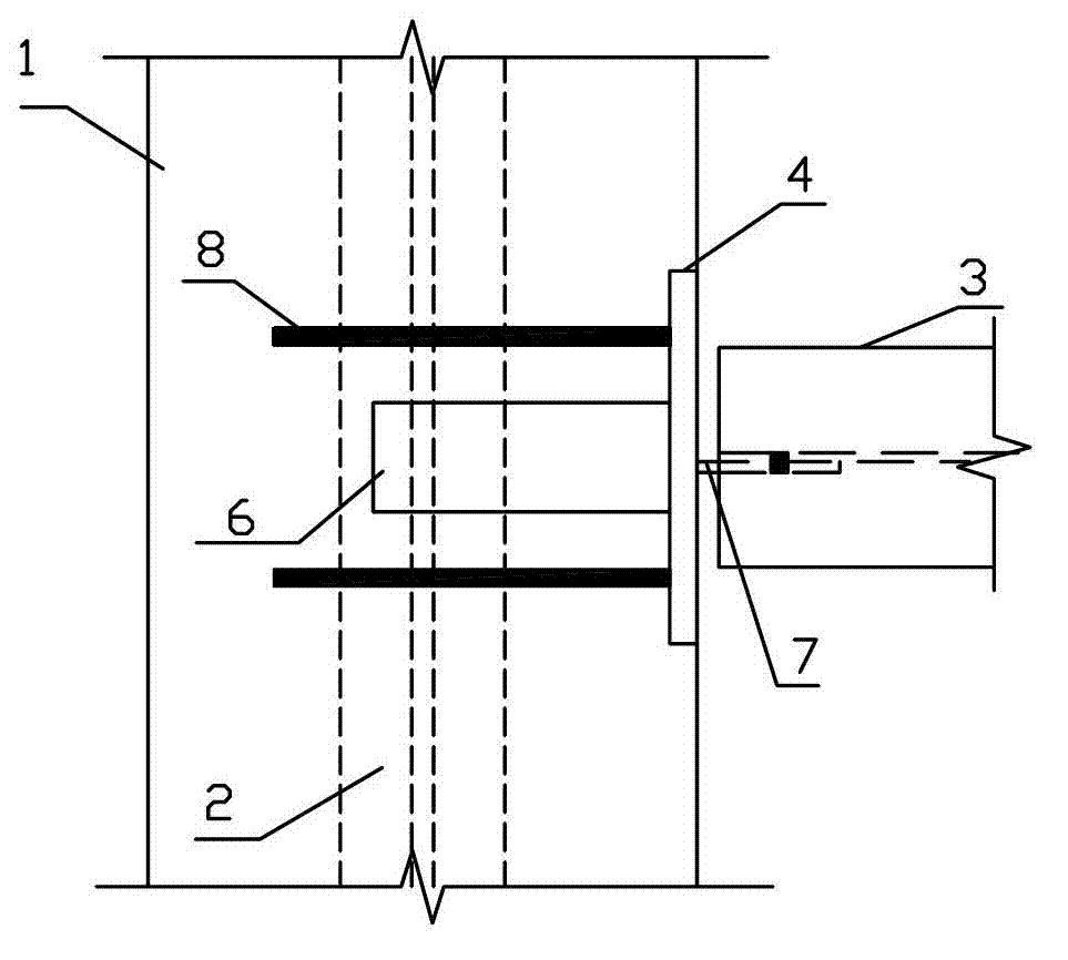 Steel rib and steel frame beam connecting node