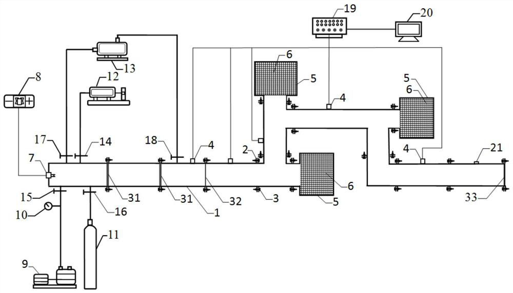 A test system for suppressing underground gas explosions in coal mines with a cavity structure