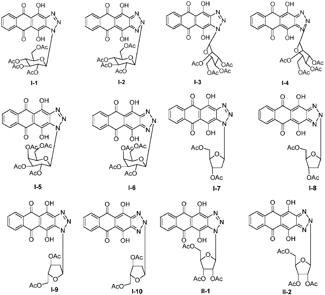 Anthraquinonotriazole antibiotic nucleoside analog, synthetic method and application in preparation of antineoplastic or antiviral drug