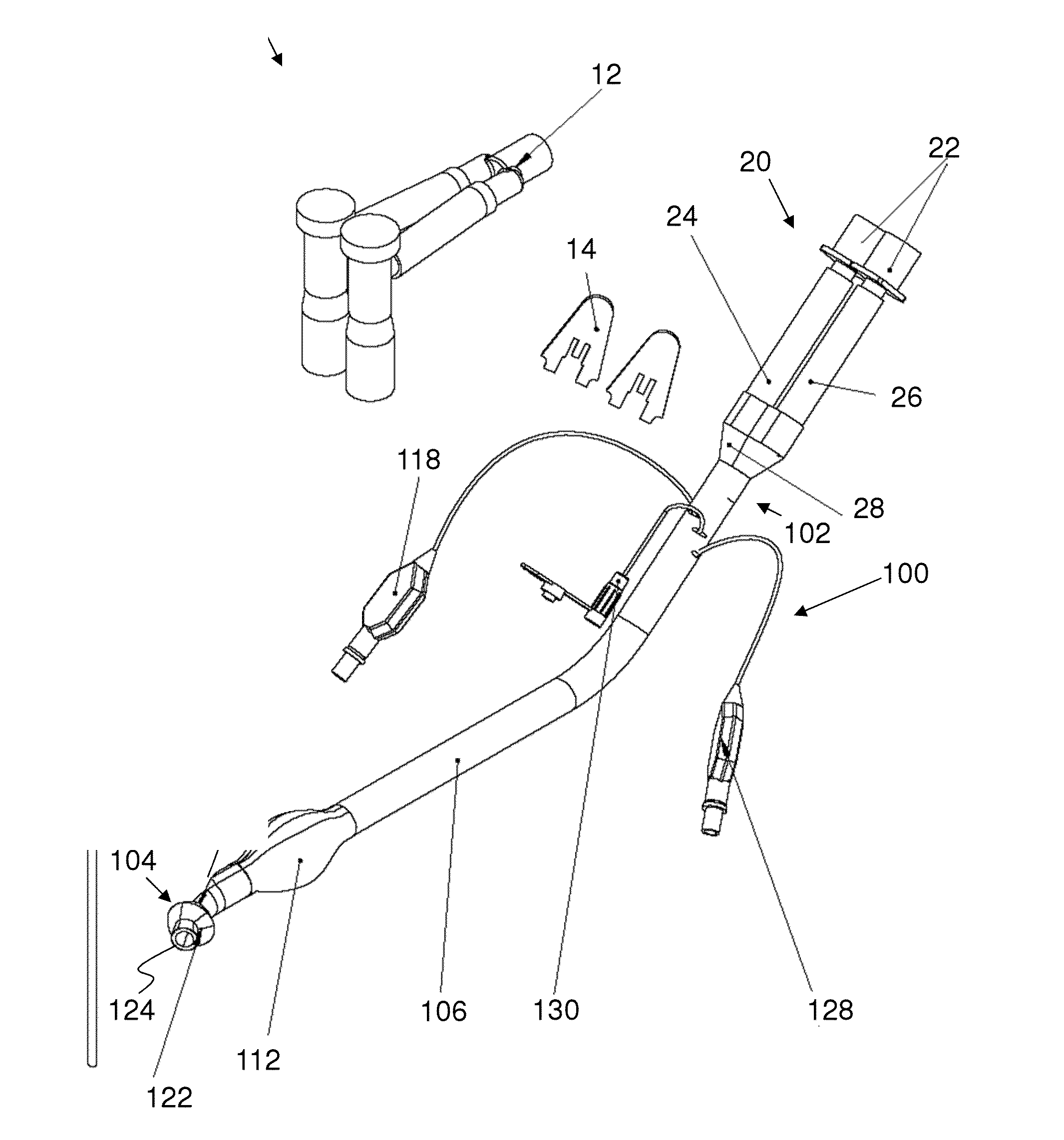 Endobronchial tube with integrated image sensor and a cleaning nozzle arrangement