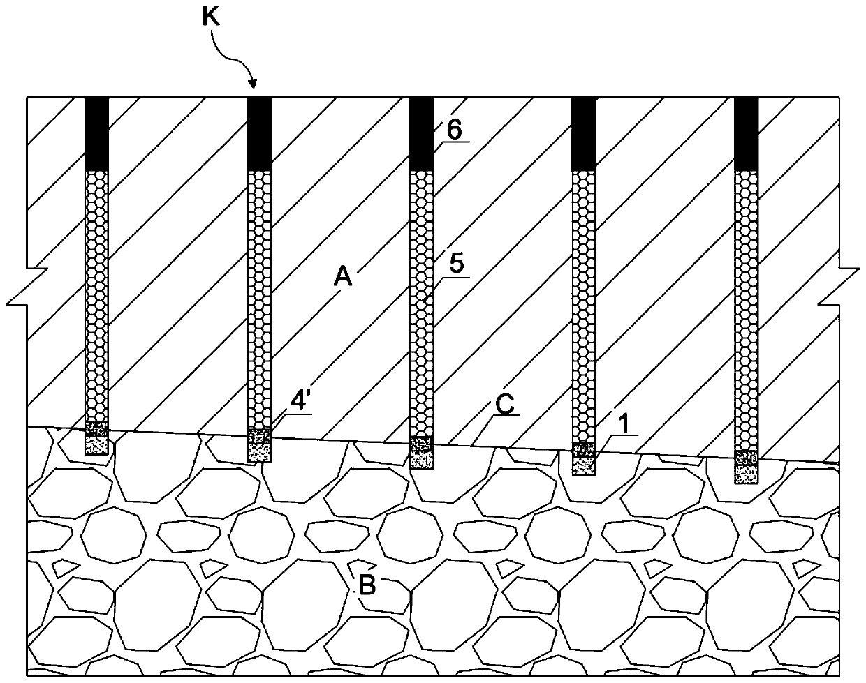 Non-destructive blasting excavation method without integrated rock interface foundation