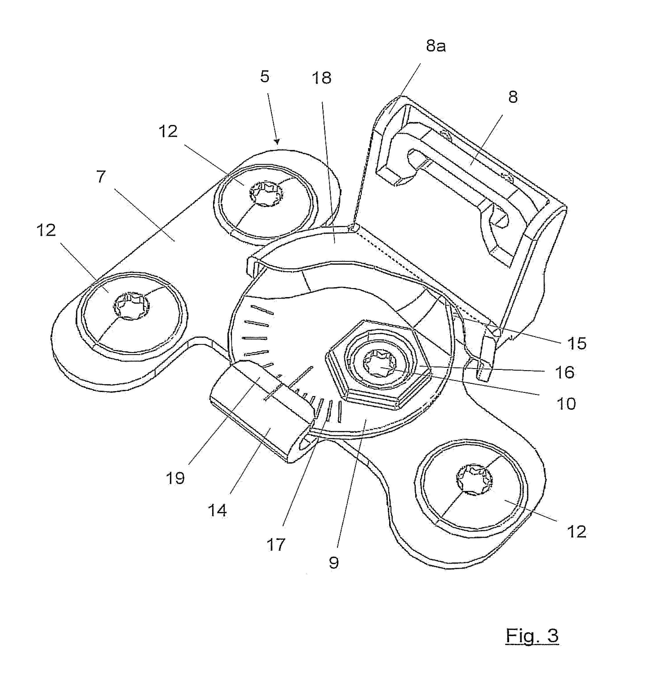 Device for fixing the position of a lid
