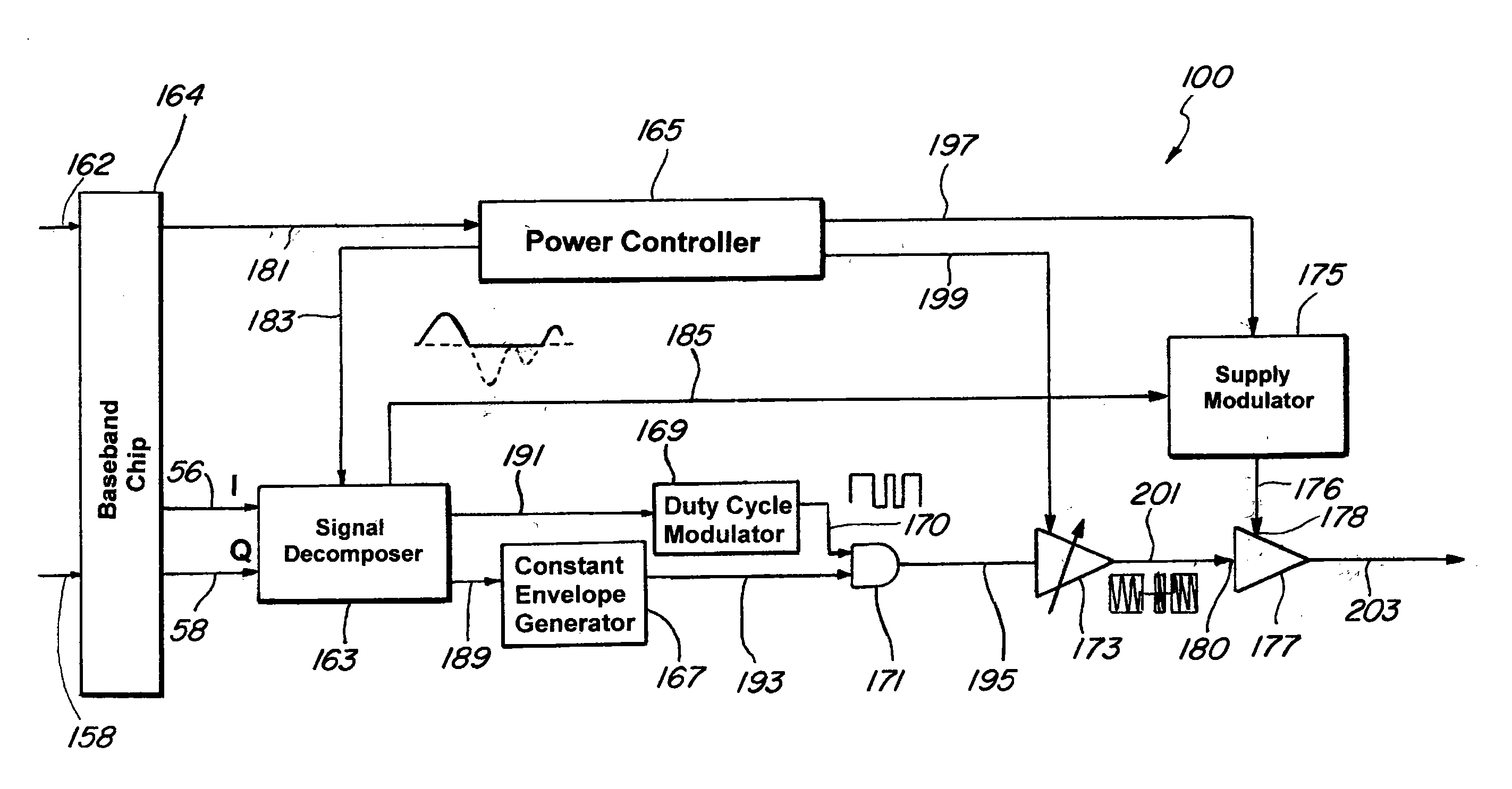 Transmitter utilizing a duty cycle envelope reduction and restoration modulator