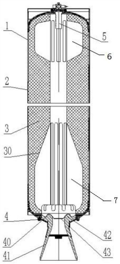 Single-compartment dual-thrust solid rocket engine and rocket