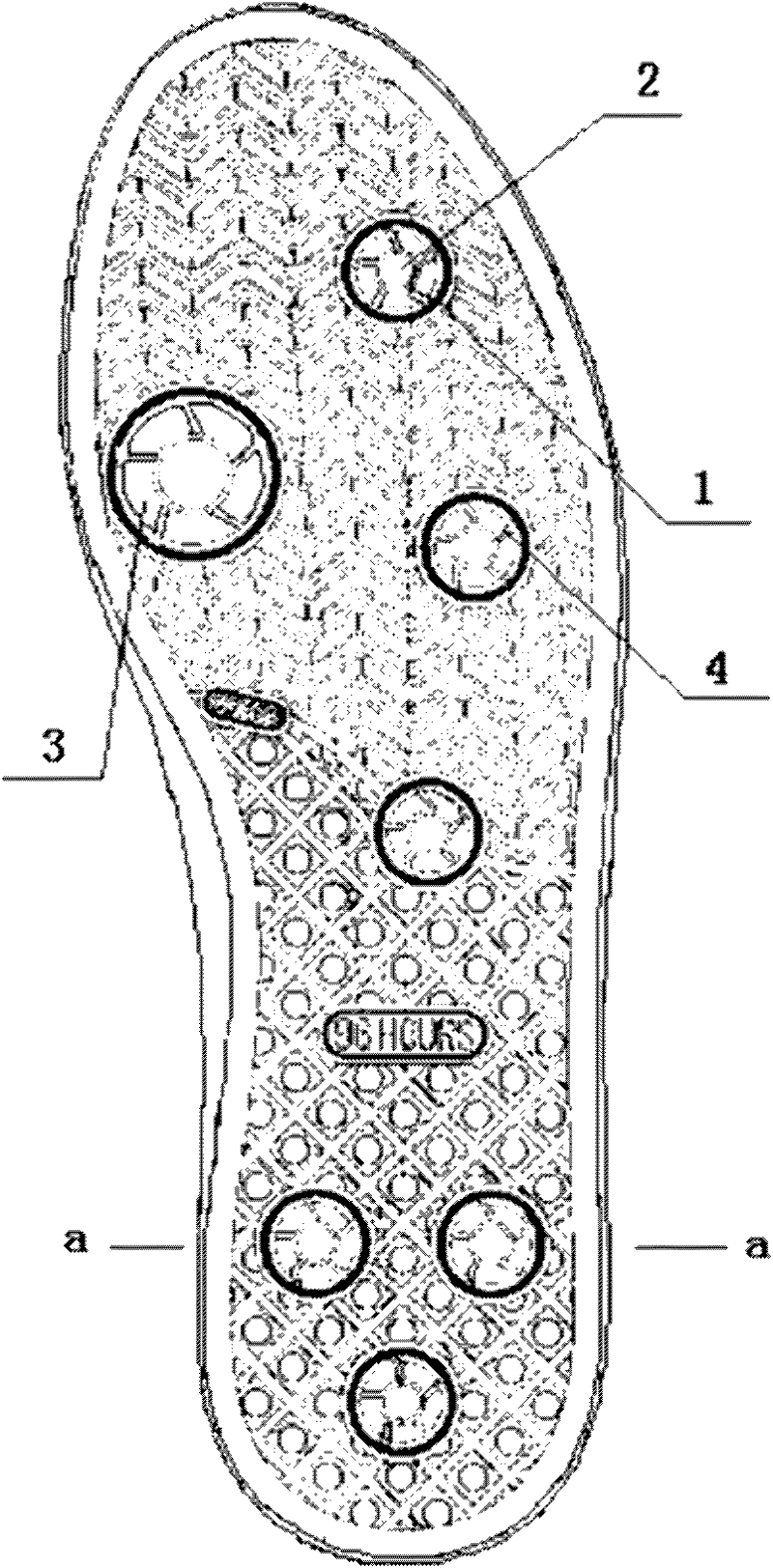 Sole with drainage fan blades
