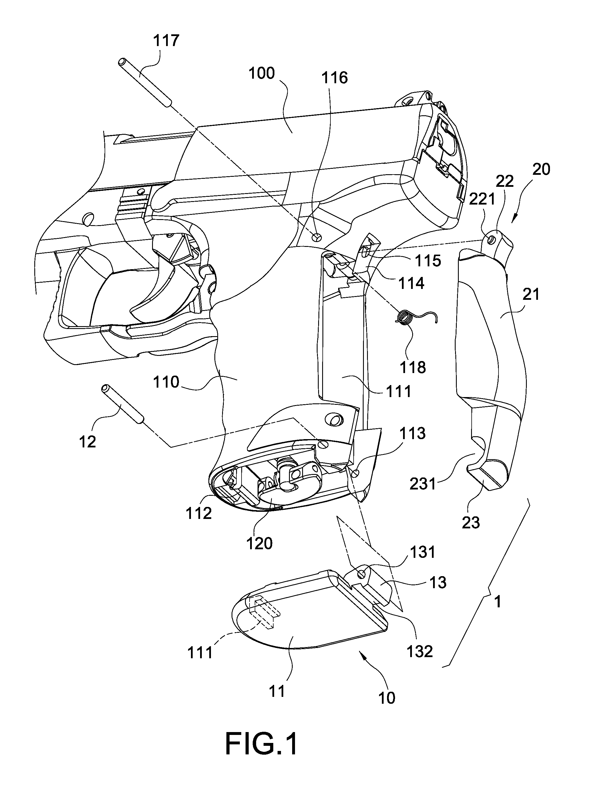 Structure for opening grip cover of toy gun