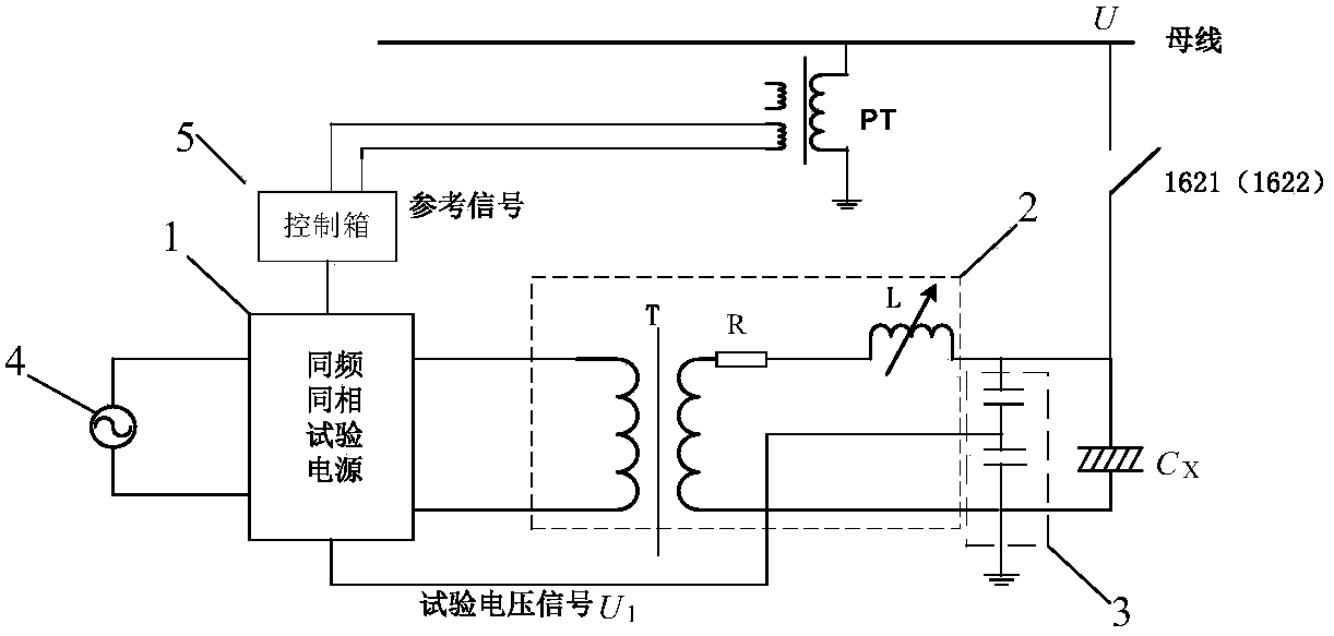 A same-frequency and same-phase withstand voltage test device with safe sampling signals