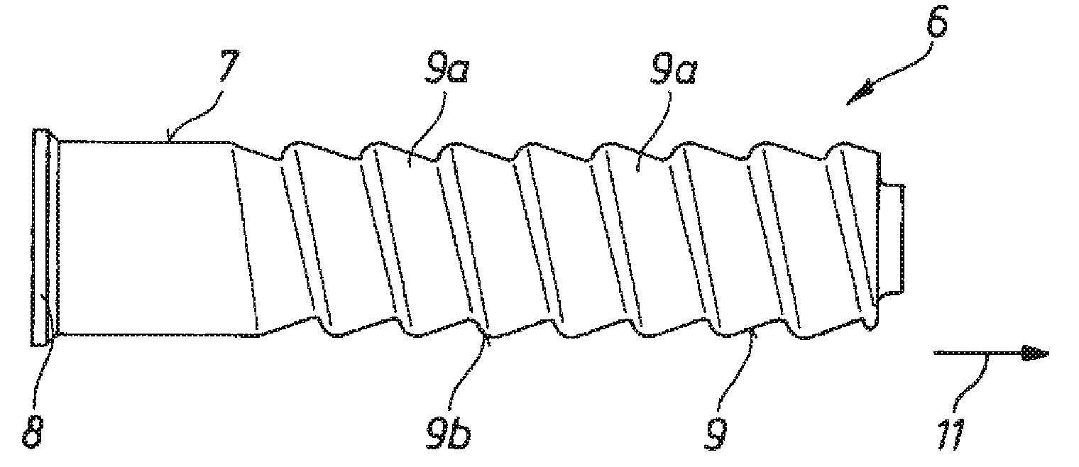 Plastic screw plug for attaching a rail to a sleeper