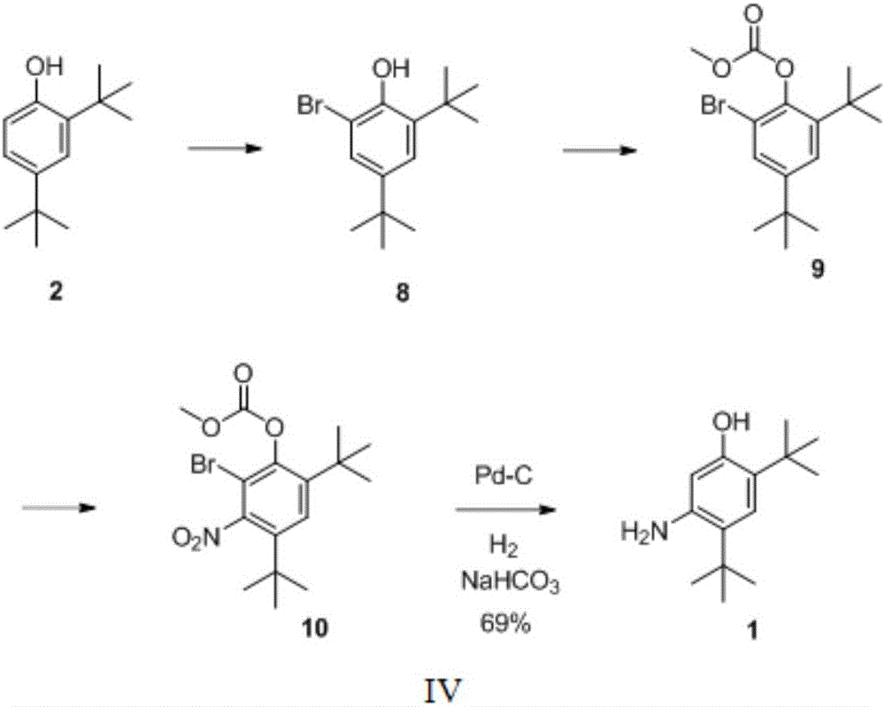 Preparation method of 2,4-ditertbutyl-5-aminophenol
