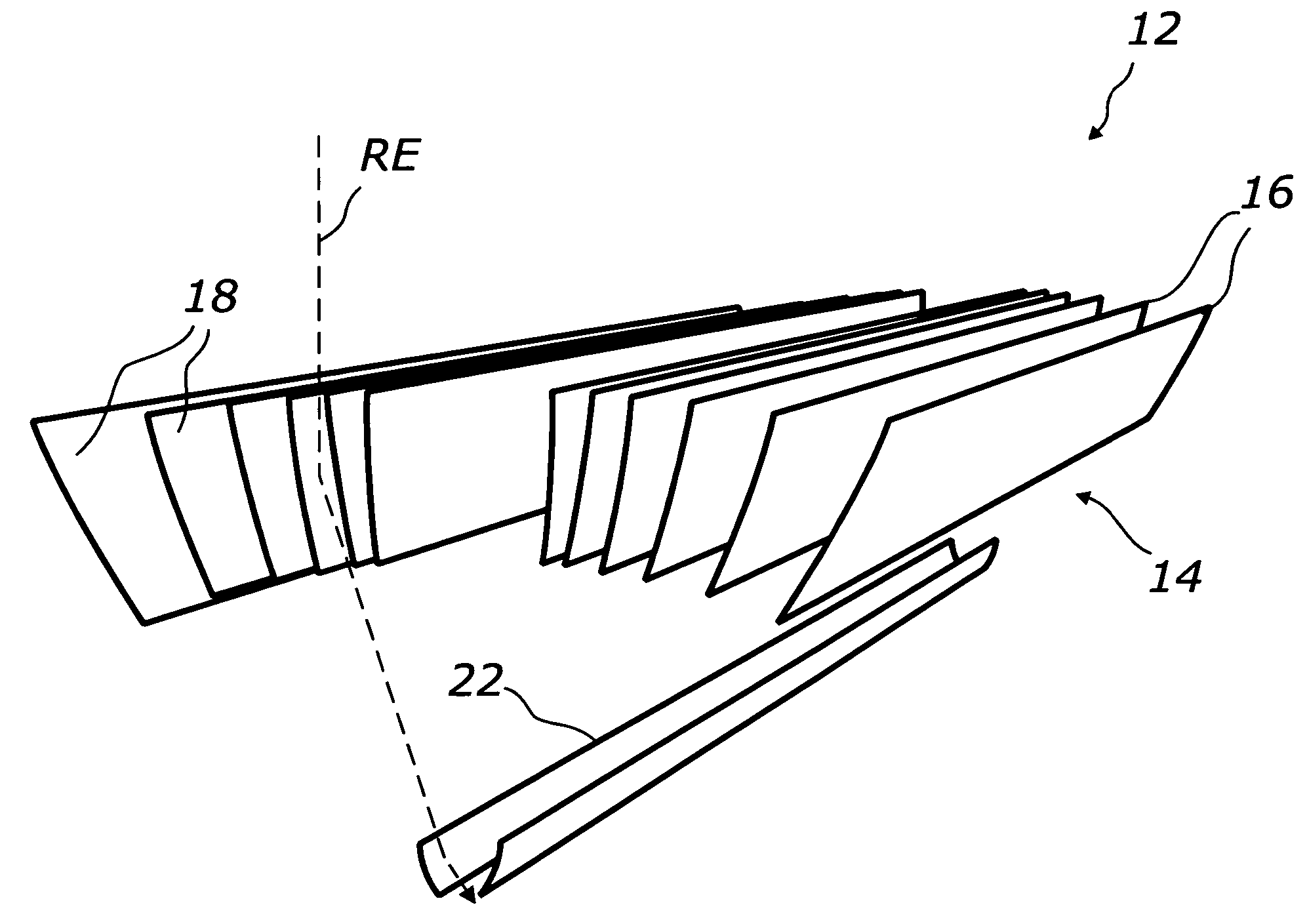 Multistage system for radiant energy flux transformation comprising an array of slat-like reflectors