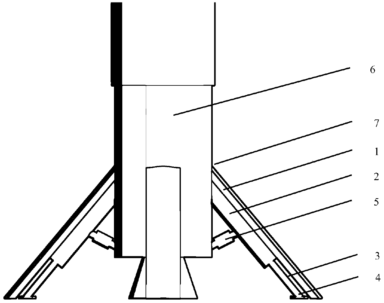 Reusable carrier rocket vertical landing recovery support mechanism