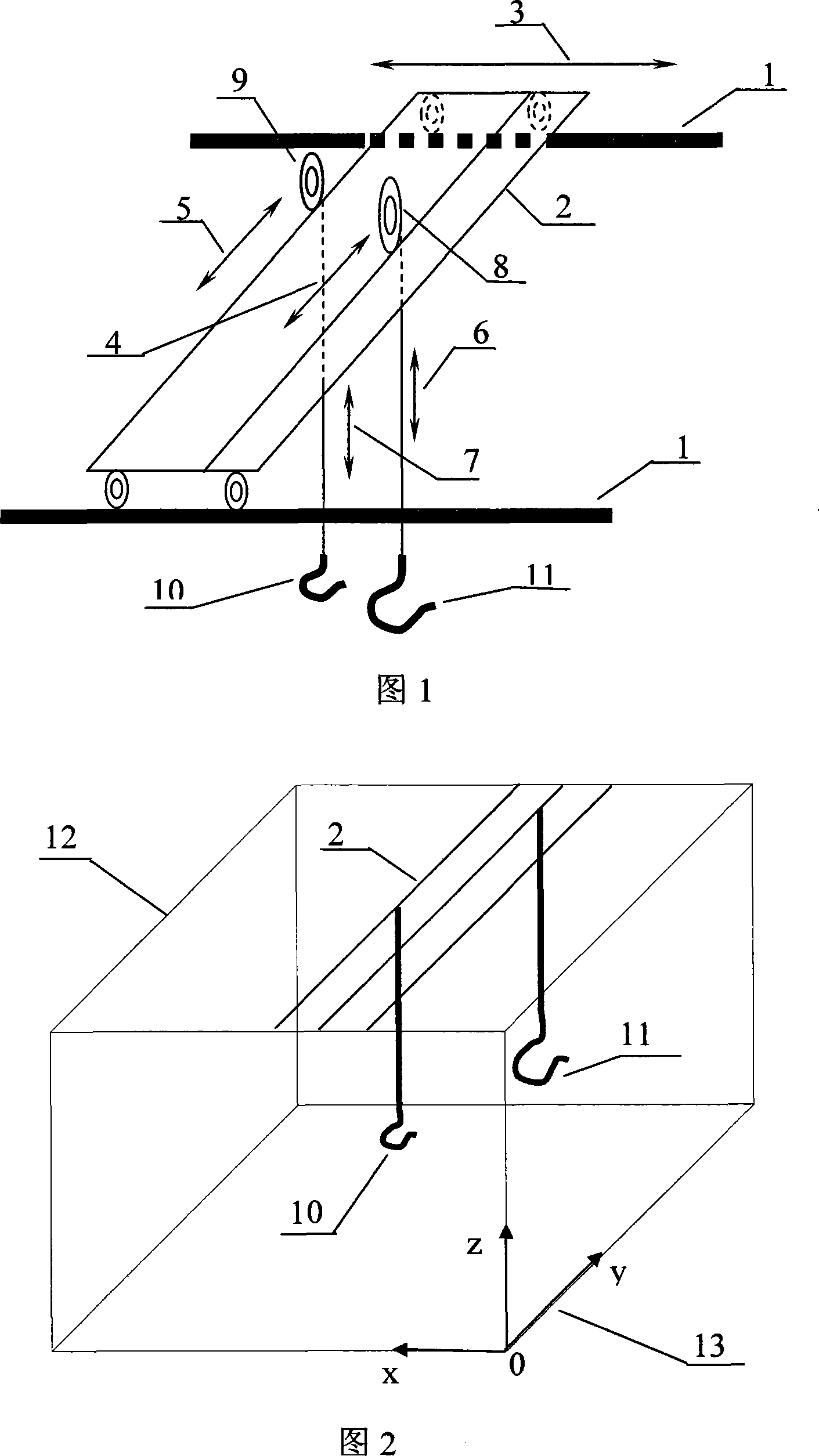 Traveling crane positioning system and positioning method