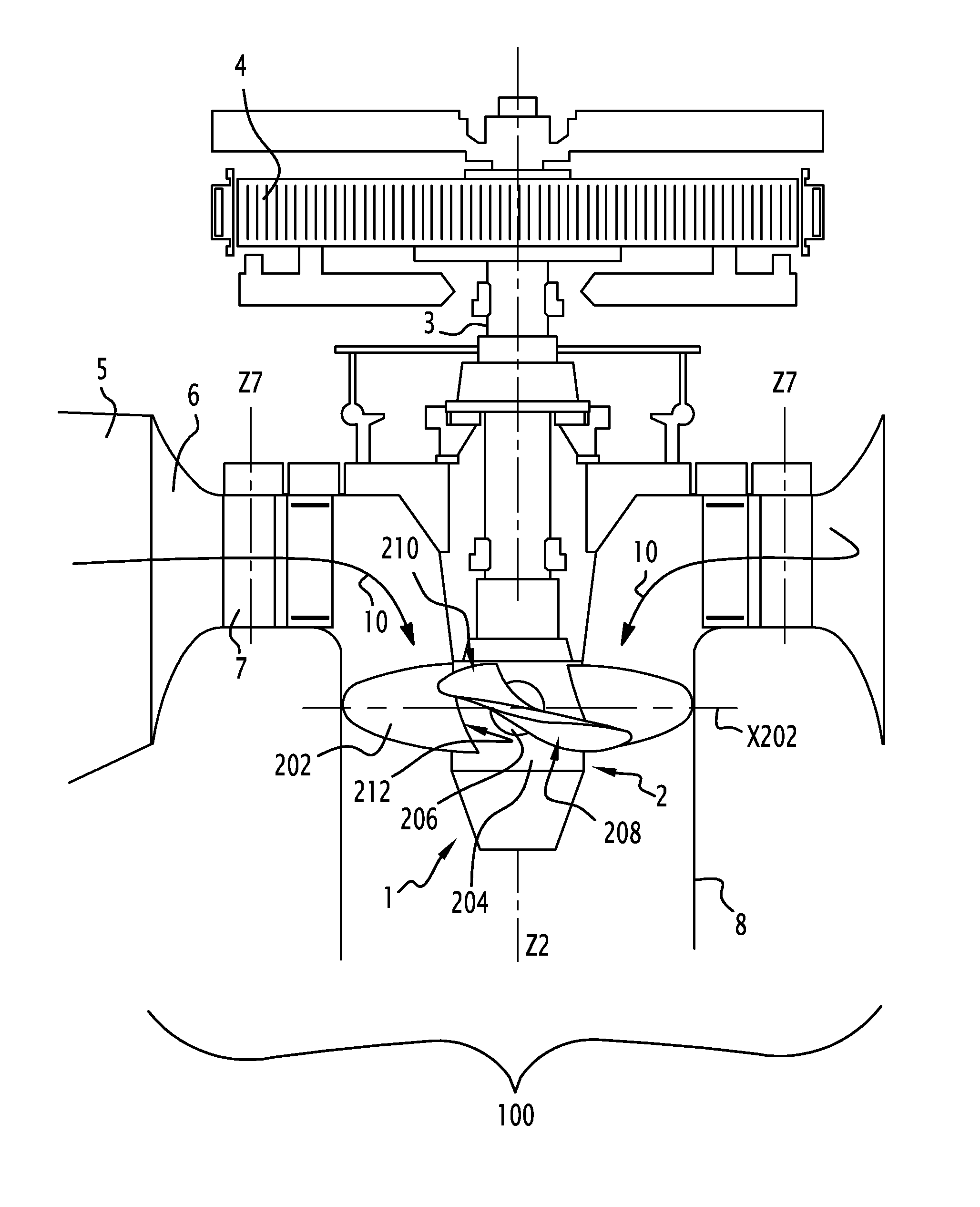 Double-regulated turbine, installation for converting hydraulic energy and process for the rehabilitation of a double-regulated turbine