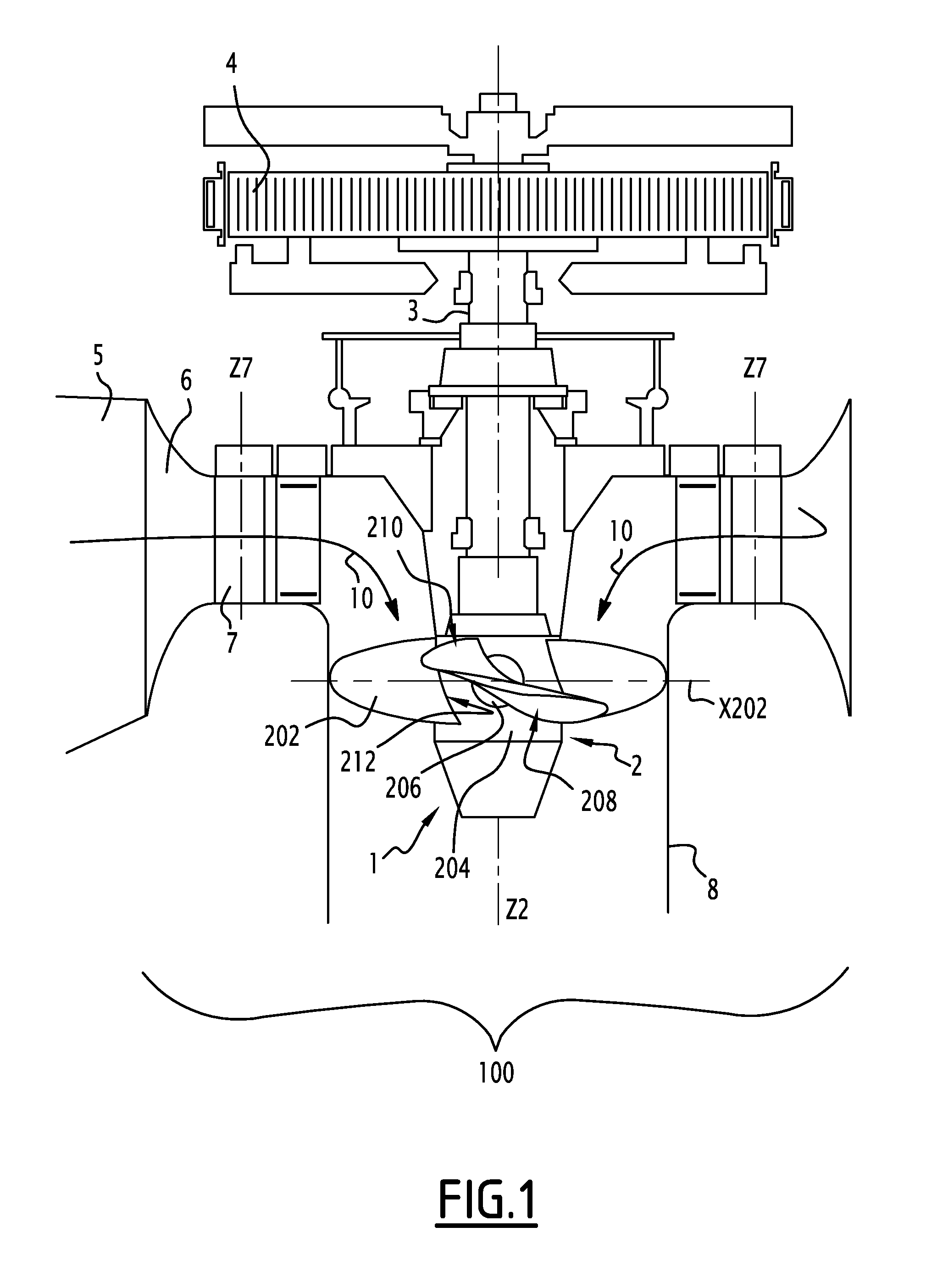 Double-regulated turbine, installation for converting hydraulic energy and process for the rehabilitation of a double-regulated turbine