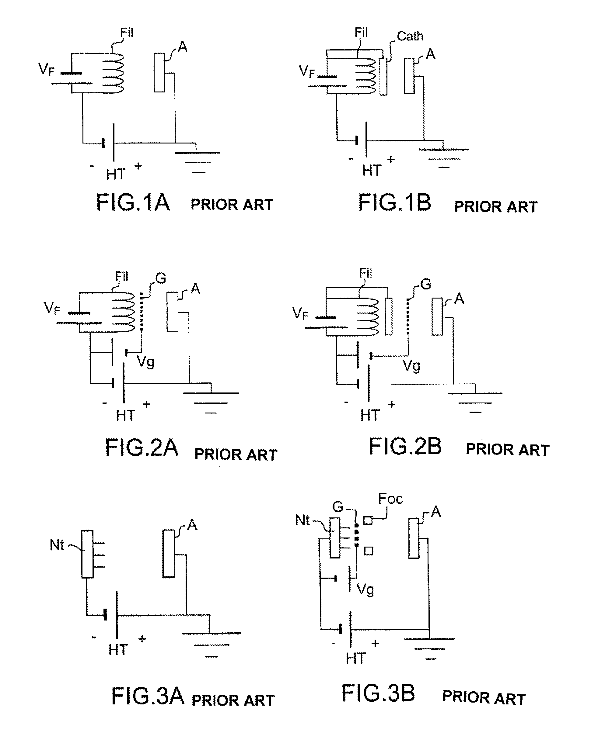 X-rays source comprising at least one electron source combined with a photoelectric control device