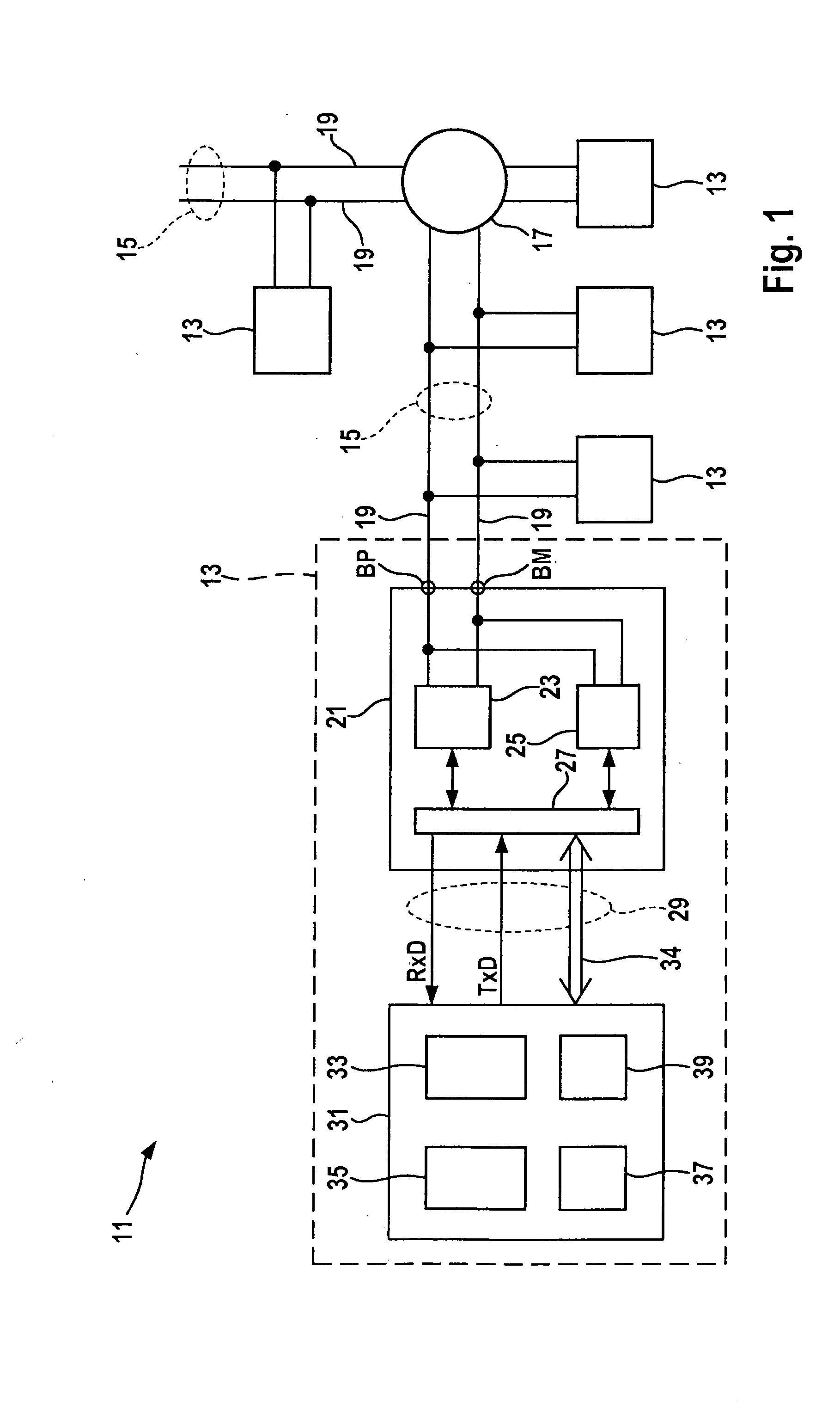 Circuit configuration having a transceiver circuit for a bus system and nodes for a bus system