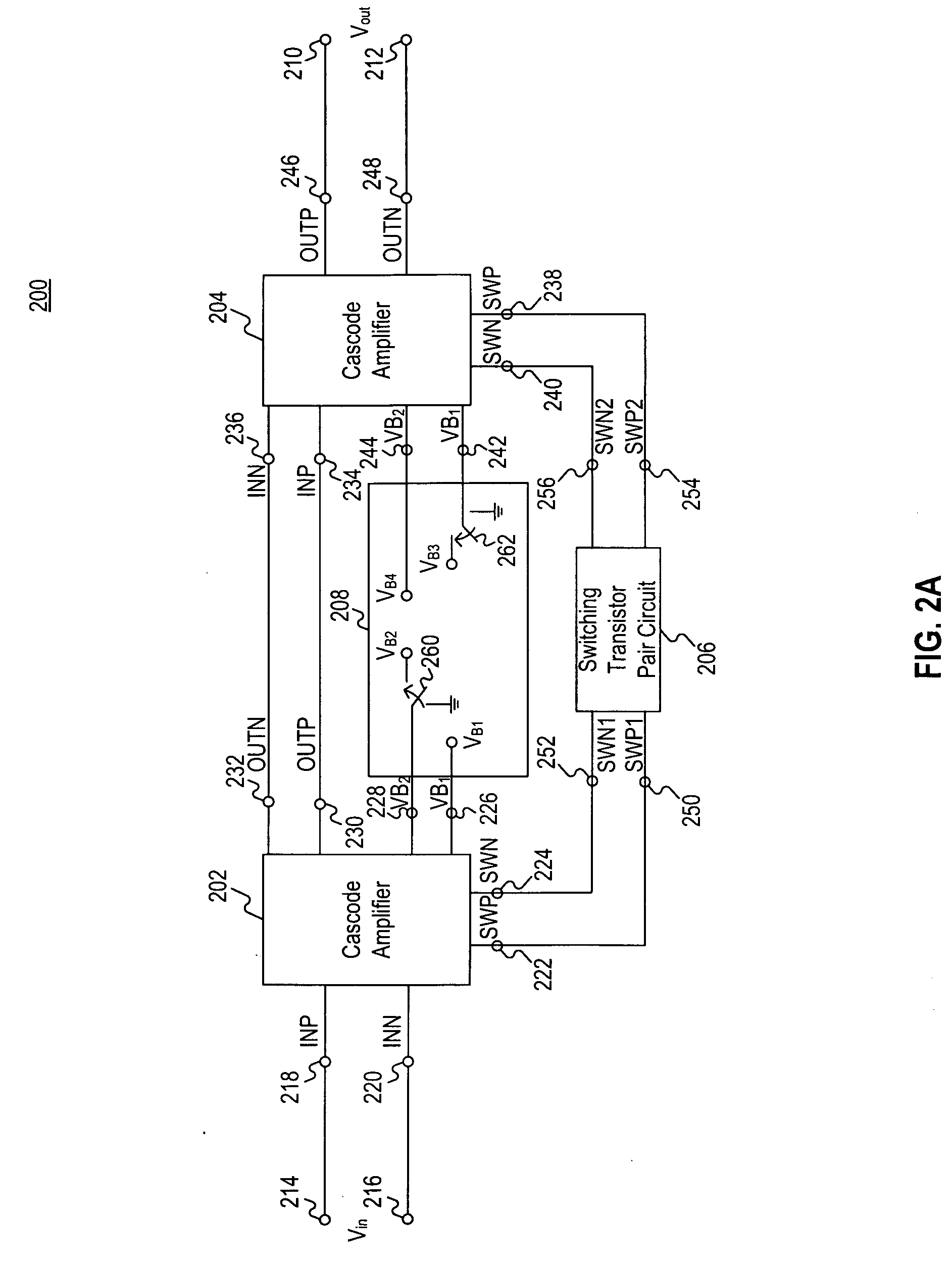 Variable gain amplifier including series-coupled cascode amplifiers
