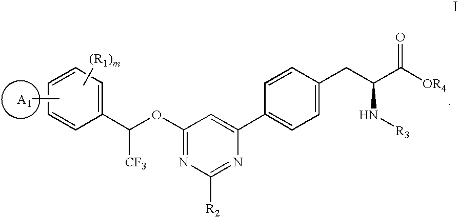4-phenyl-6-(2,2,2-trifluoro-1-phenylethoxy)pyrimidine-based compounds and methods of their use