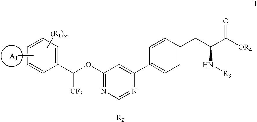 4-phenyl-6-(2,2,2-trifluoro-1-phenylethoxy)pyrimidine-based compounds and methods of their use