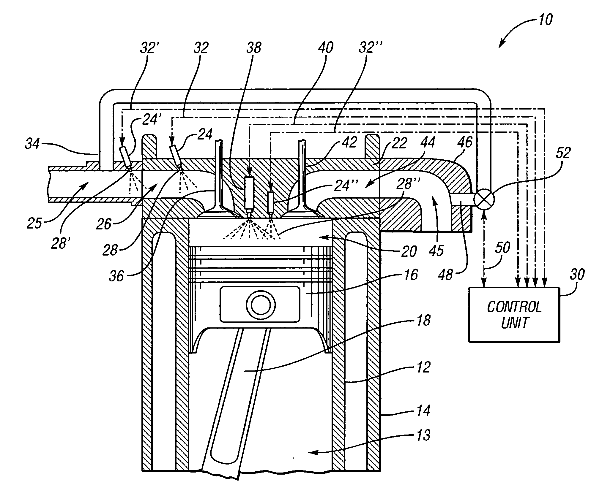 Compression-ignited IC engine and method of operation