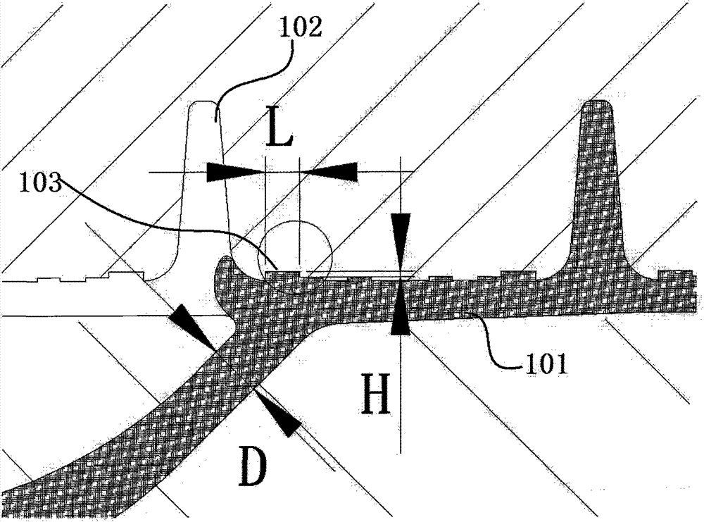 Ribbed structure of ribbed tube molding mould