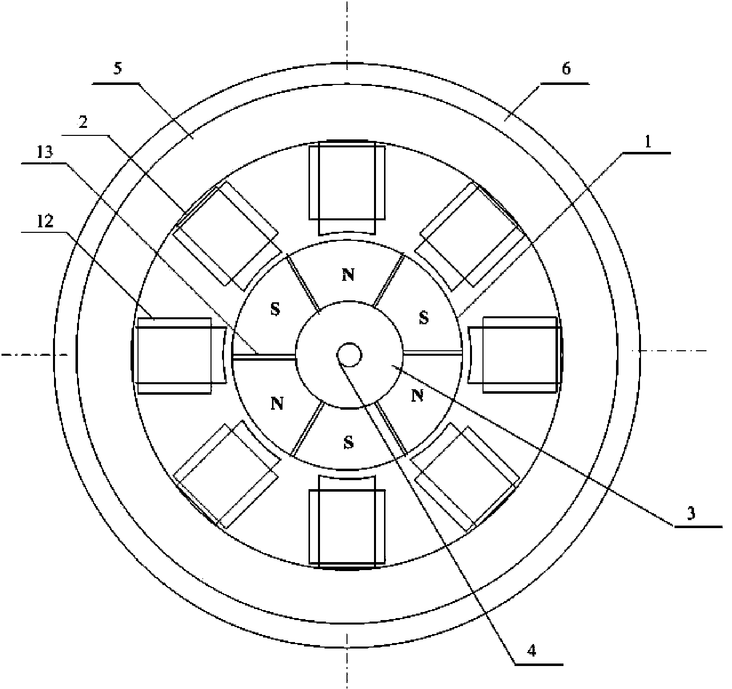 Permanent-magnet rotor deflection-type three-degree-of-freedom motion motor