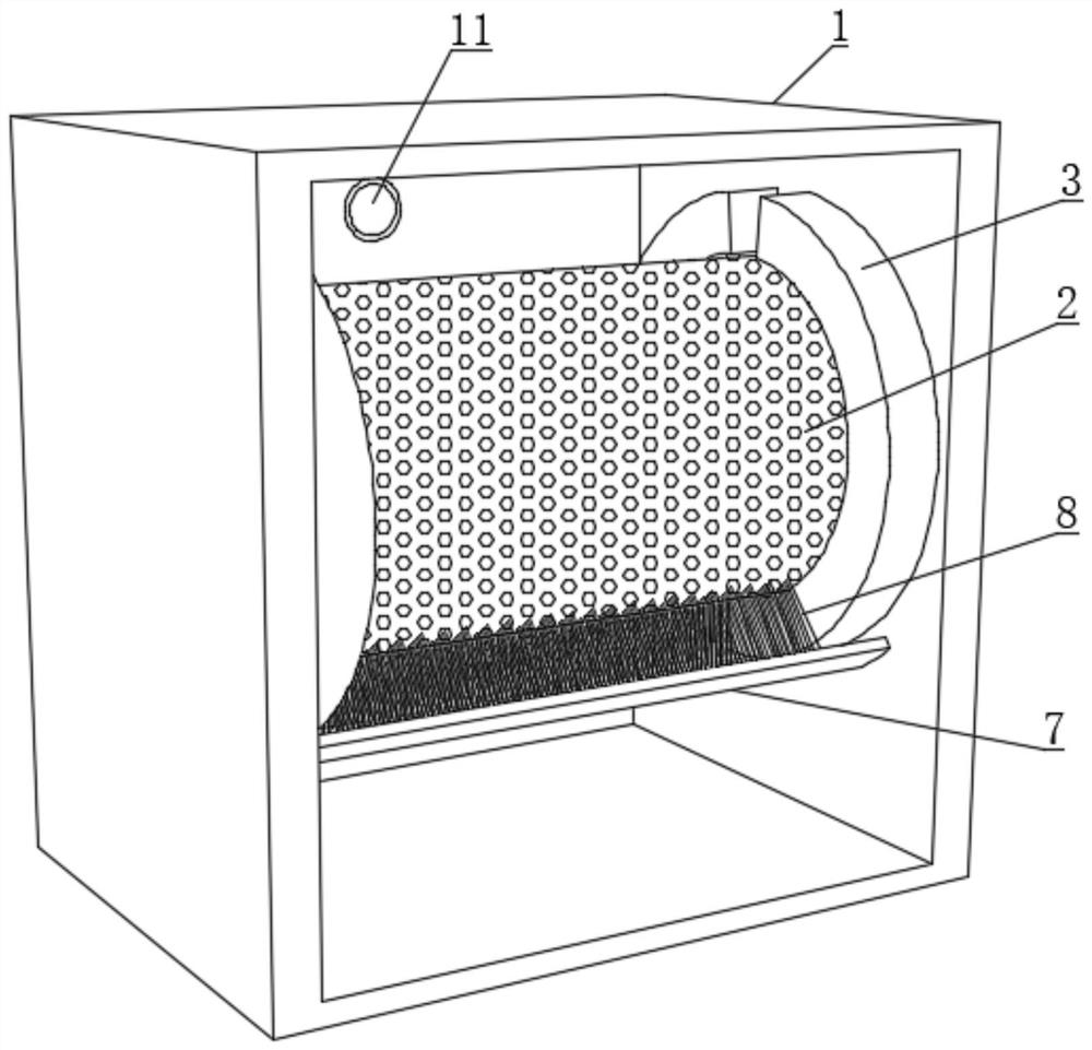 A self-cleaning high-efficiency filter device for non-balanced air pressure guidance and rotation of exhaust gas