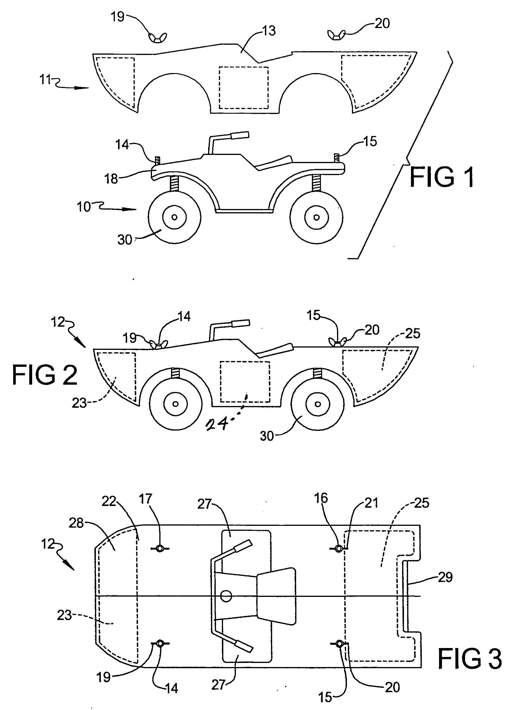 Apparatus to convert an all terrain vehicle into a boat, and methods of constructing and utilizing same