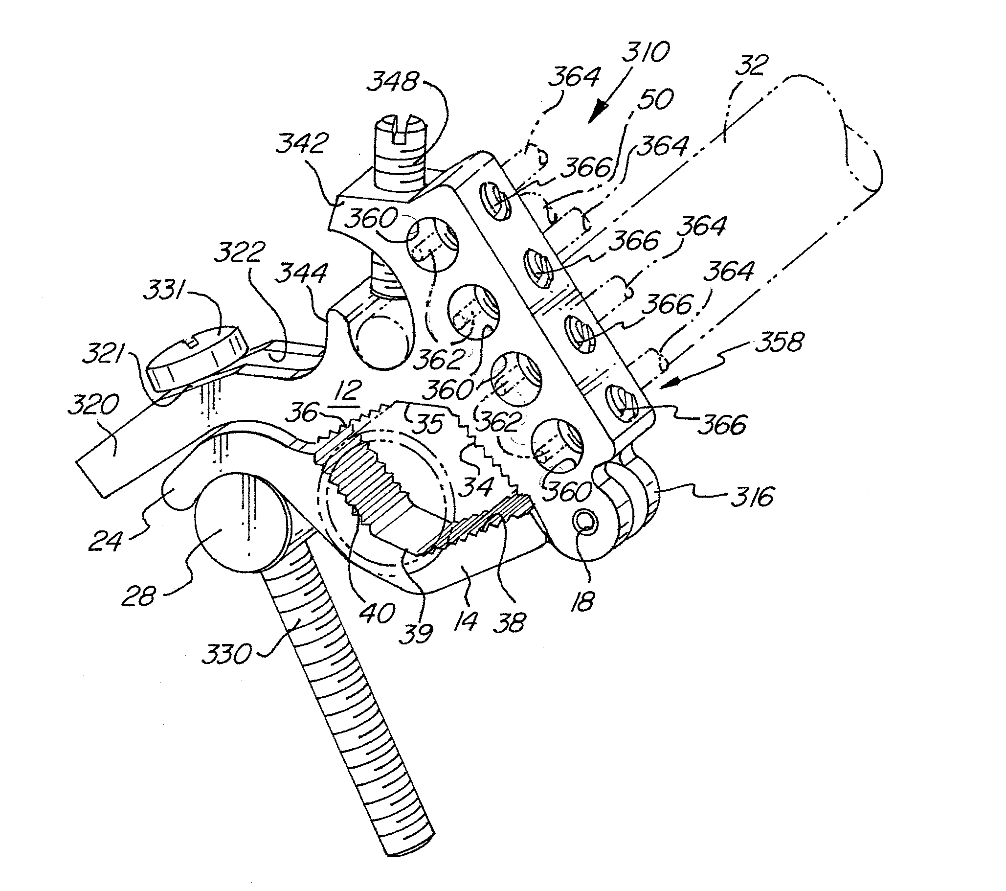 Electric ground clamp with pivoted jaws and single attached adjusting bolt and terminal block