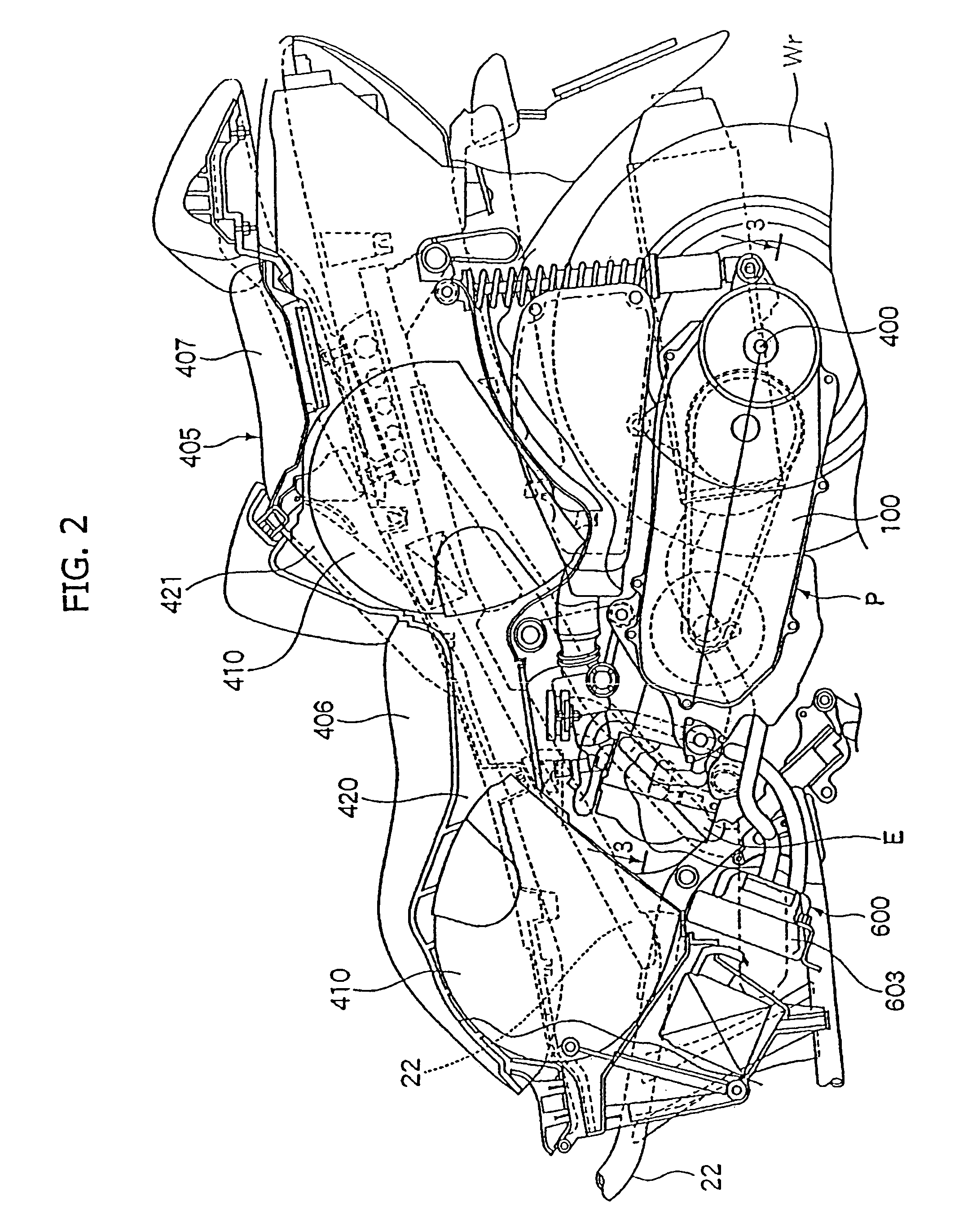Engine cooling structure, and engine incorporating same